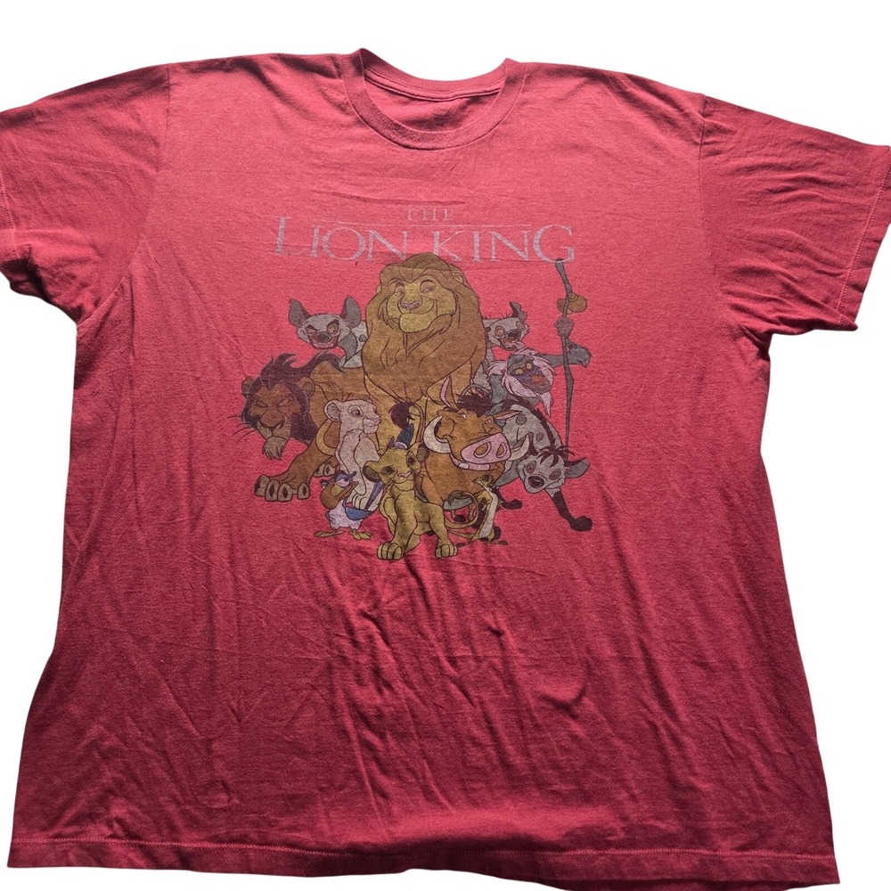 Disney Shirt Mens 2XL Red Lion King Characters Graphic Tee Tagless Jersey